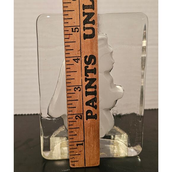 VINTAGE CLEAR GLASS & INTAGLIO FROSTED IMAGE OF ANGEL CANDLE VOTIVE HOLDER - Picture 8 of 9